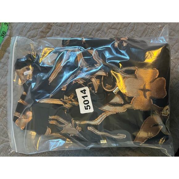 Tommy Hilfiger black and gold floral chiffon trapeze dress size 10 - Picture 14 of 14